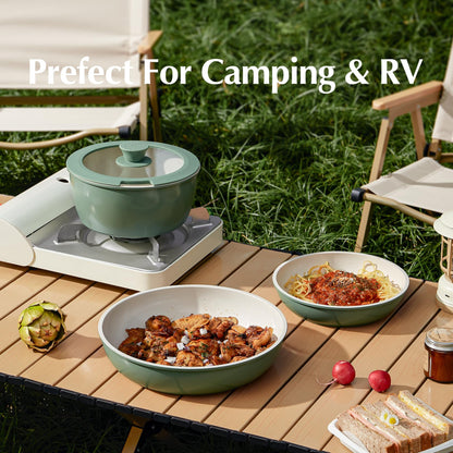 Redchef 32pcs Ceramic Pots and Pans Set Non Stick, Nonstick Kitchen Cookware Set with Detachable Handle, Non Toxic, PFAS PFOA & PTFE Free, RV Ceramic Cookware Set for Camping, Dishwasher/Oven Safe