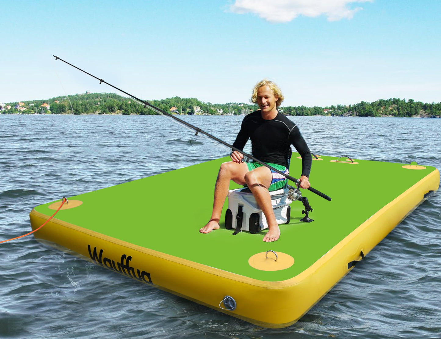 Inflatable Floating Dock for Lakes, Thick and Extra Wide Lake Floats for Adults, Non-Slip Air Dock Platform with Portable Carrying Bag, Floating Platform Island for Pool Beach Ocean