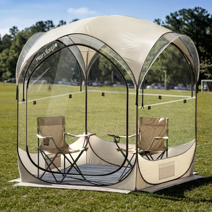 Pop Up Sports Pod Tent 6×6 FT, Clear Bubble Weather Pod Camping Tent for 2-4 Person, Instant Outdoor Shelter with Floor Mat & Cover, Portable Tent for Backyard Patio Sports Events