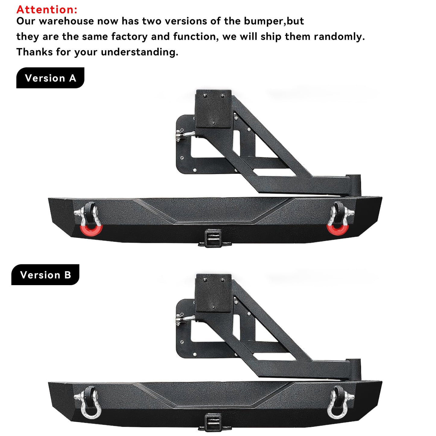 YITAMOTOR Rear Bumper with Tire Carrier Compatible with 2007-2018 Jeep Wrangler JK & Unlimited JKU, Off Road Rock Crawler Full Width Black Bumper w/2" Hitch Receiver & D-Rings