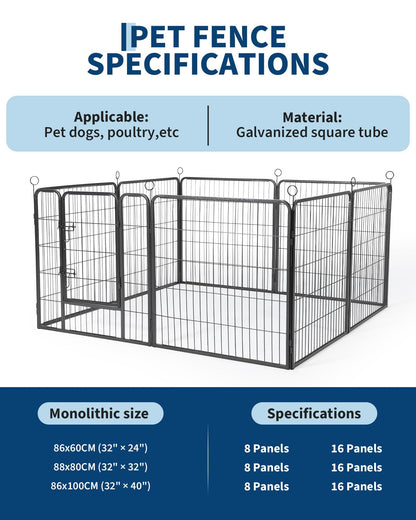 40 Inch 8 Panels Dog Playpen, Heavy Duty Metal Pet Exercise Pen with Secure Gate, Foldable Portable Dog Fence, Anti-Rust Metal Puppy Playpen for Large Small Dogs, Outdoor Yard RV Camping & Indoor Use