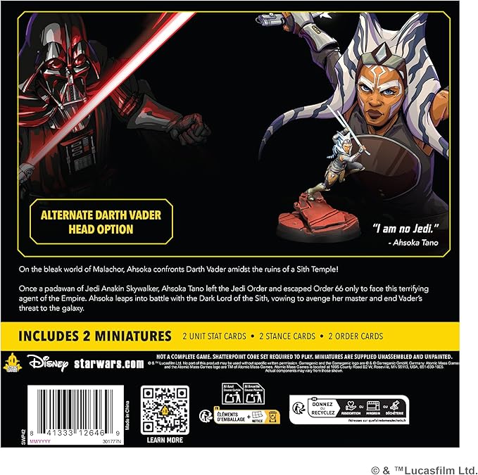 Asmodee Star Wars Shatterpoint I Am No Jedi Duel Pack - Includes Ahsoka Tano &amp Darth Vader Tabletop Miniatures Strategy Game for Kids and Adults Ages 14+ 2 Players 90 Min Playtime