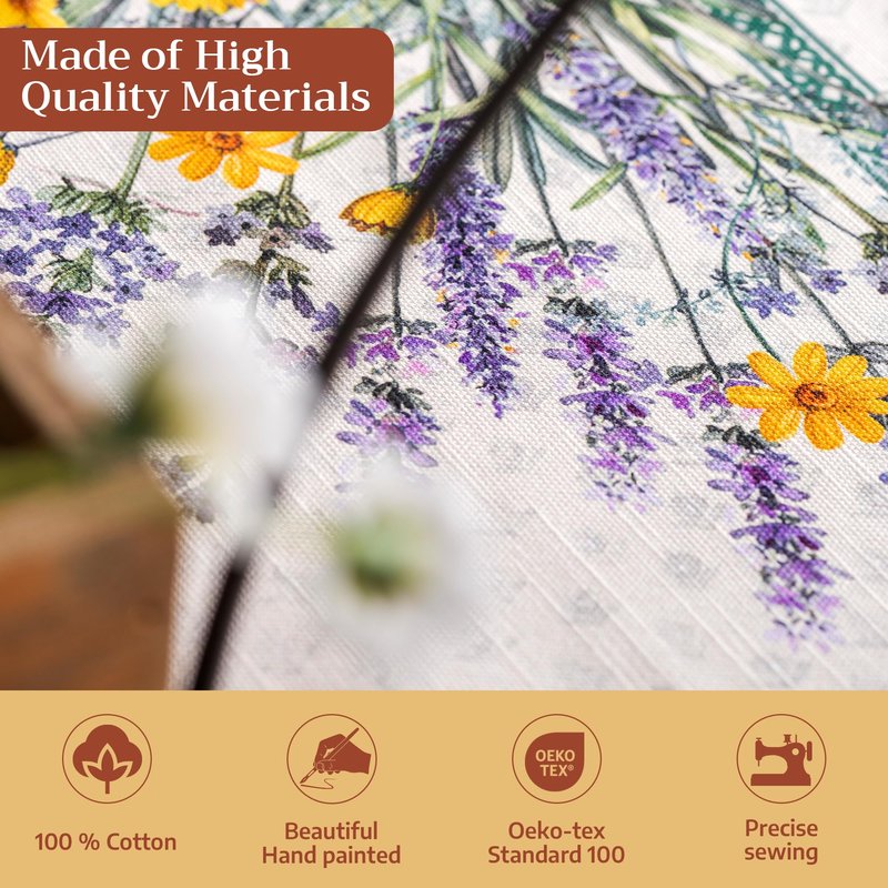 Maison d' Hermine Table Cloth Rectangle Table 100% Cotton 60 x 120 Inches Tablecloth Reusable Decorative for Dining Kitchen Room Farmhouse Home Gifts for Mothers Day Spring Summer - Fanny Lavender