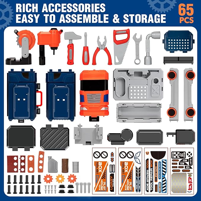 Kids Tool Bench with Electric Drill and Power Miter Saw Construction Workbench Toys for Boys Age 3 4 5 6 7 8 Toddler Realistic Tools Table Playset Tool Box Set Christmas Birthday Gift for Kids 3-5