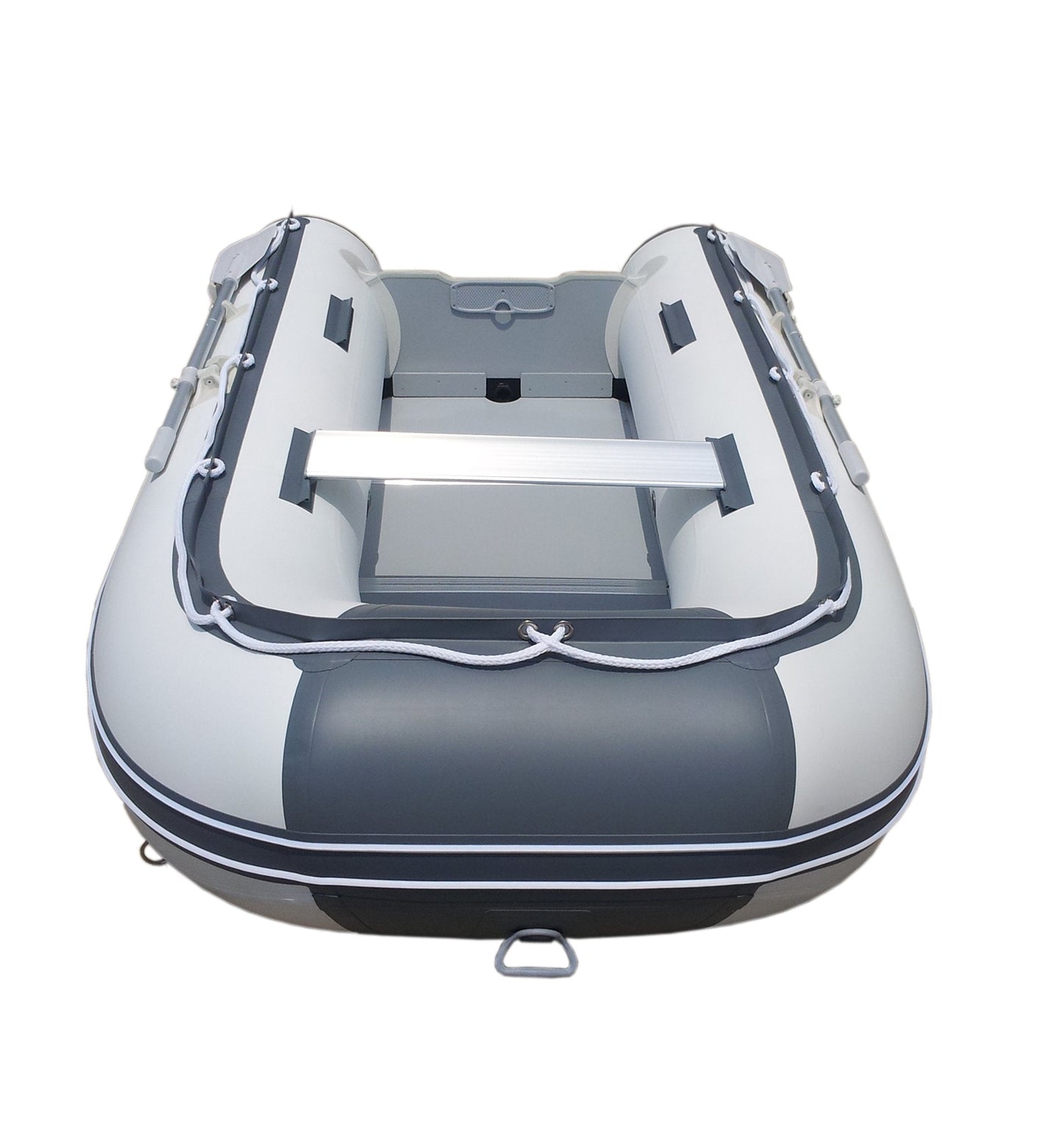 Newport 10ft 6in Newport Model Inflatable Dinghy Boat Transom Sport Tender - 5 Person - 15HP USCG Rated, White/Gray