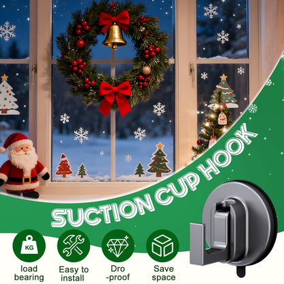 2PCS Suction Cup Hooks, Suction Cup Hooks for Shower, No Drill SuctionCup Hook for Bathroom Hanging Towels Holder, Hook for Christmas Wreath Decor Thanksgiving, Reusable Strong & Reliable
