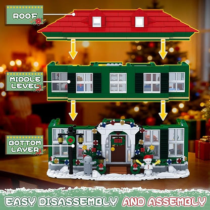 Christmas House Building Set with Light for Adults NO Compatible with Lego House 1187PCS Holiday Loness Home Boys House Building Kits Christmas for Movie Fans Friends Family