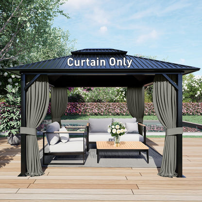 Aoodor 10x12 ft Outdoor Gazebo Curtains, 4 Panels Waterproof Privacy Sidewall Replacement with Zipper for Patio Pergola and Canopy, Gray