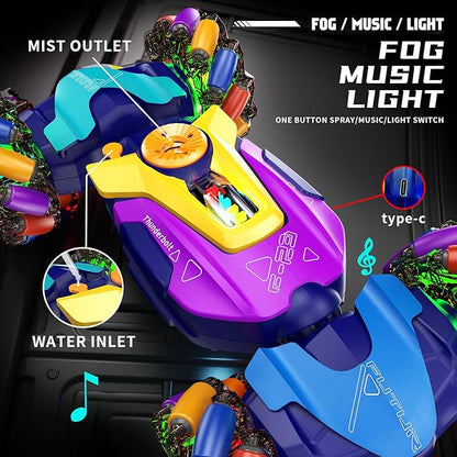 Gesture Sensing RC Stunt CarRemote Control Car Toys for Ages 5-7-13with Lights Music Spray4WD 360° Spins All Terrains Kids Toys RC Cars3-6 Year Old Boy Birthday Gift &amp 3-12 Best Gift for Kids