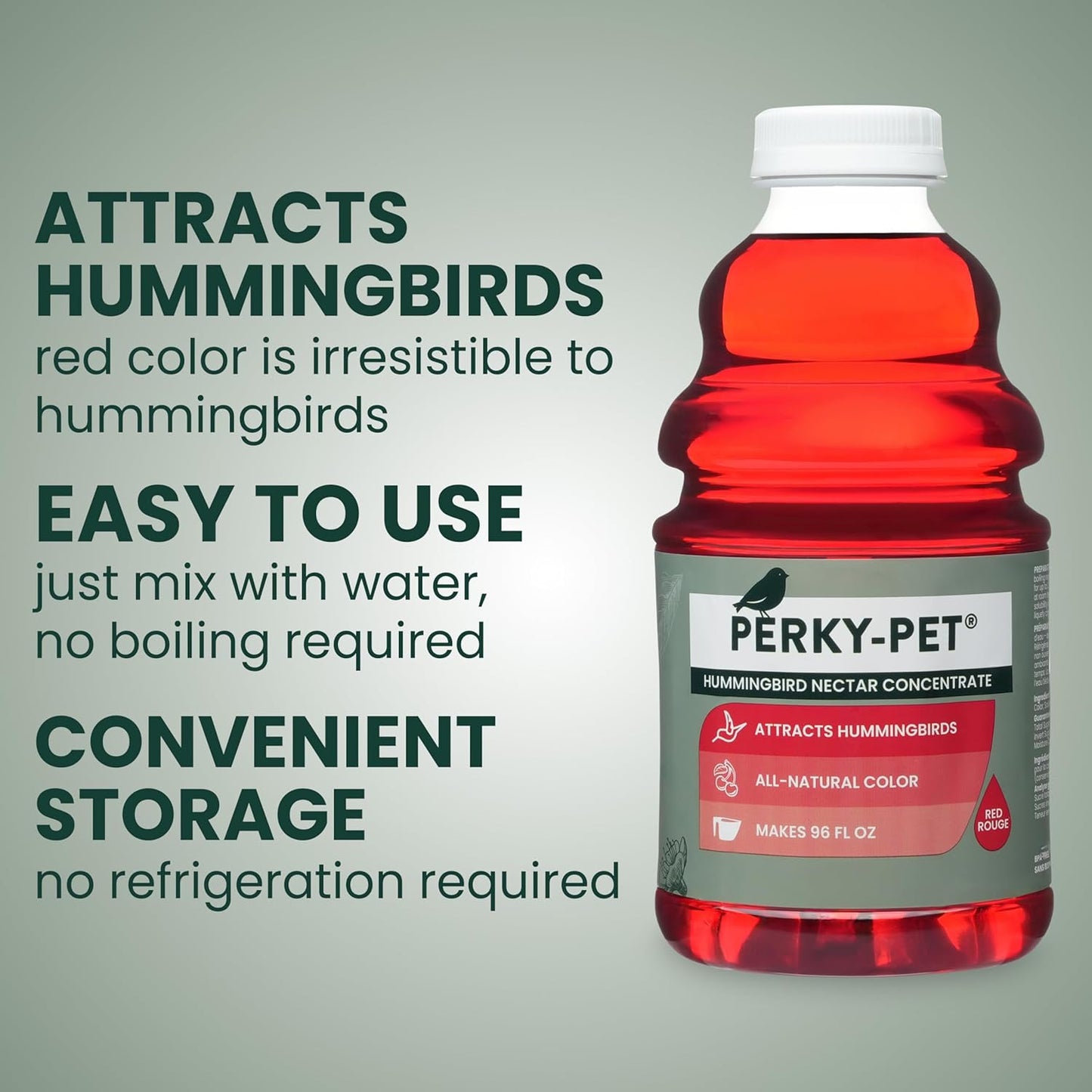 Perky-Pet Hummingbird Nectar Concentrate - 32 oz | Makes 96 FL OZ of Red Nectar for Feeders