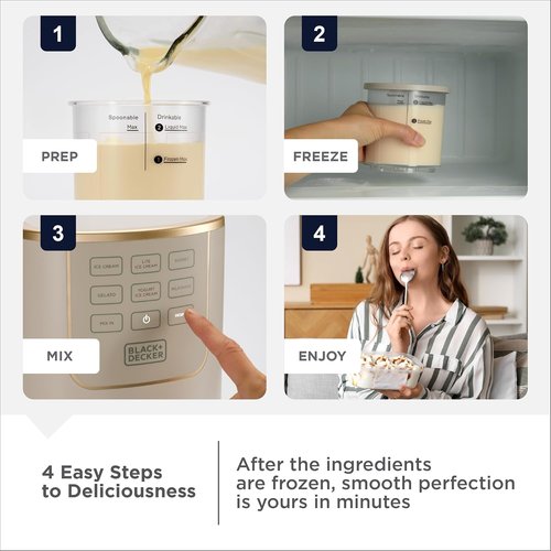 BLACK+DECKER Ice Cream Maker - Create Protein, Keto & Dairy-Free Treats at Home | Family-Friendly & Easy to Use