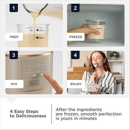 BLACK+DECKER Ice Cream Maker - Create Protein, Keto & Dairy-Free Treats at Home | Family-Friendly & Easy to Use