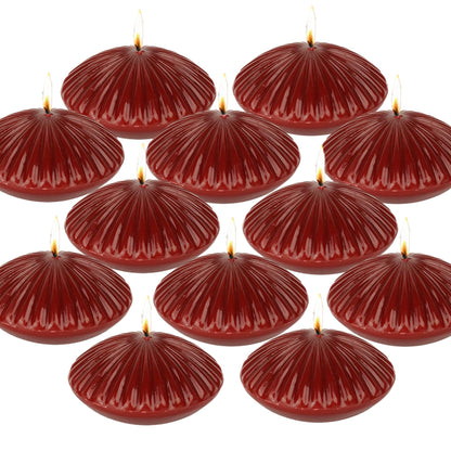 LPUSA 10 Hour Burgundy Floating Candles Large 3"，Unscented Romantic Tealight Ribbed Candles for Cylinder Vases，Centerpieces at Wedding, Party, Pool, Holidays, Set of 12