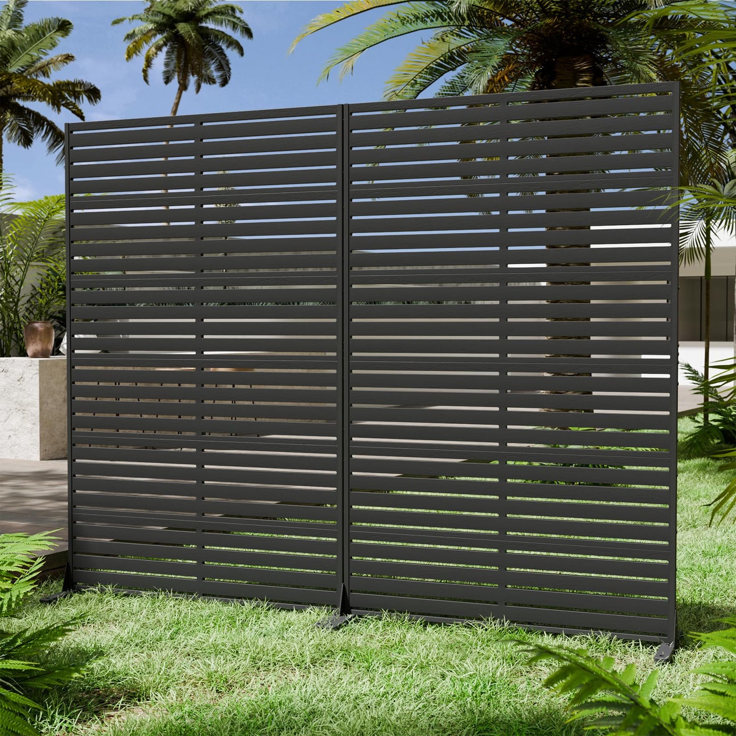 Trygoal Privacy Fence Screen with Stand 6 Panel 72" H×47" W HDPE Decorative Privacy Panels with Stand, Air Conditioner Fence Panels, Privacy Screen for Outdoor Backyard, Balcony, Pool