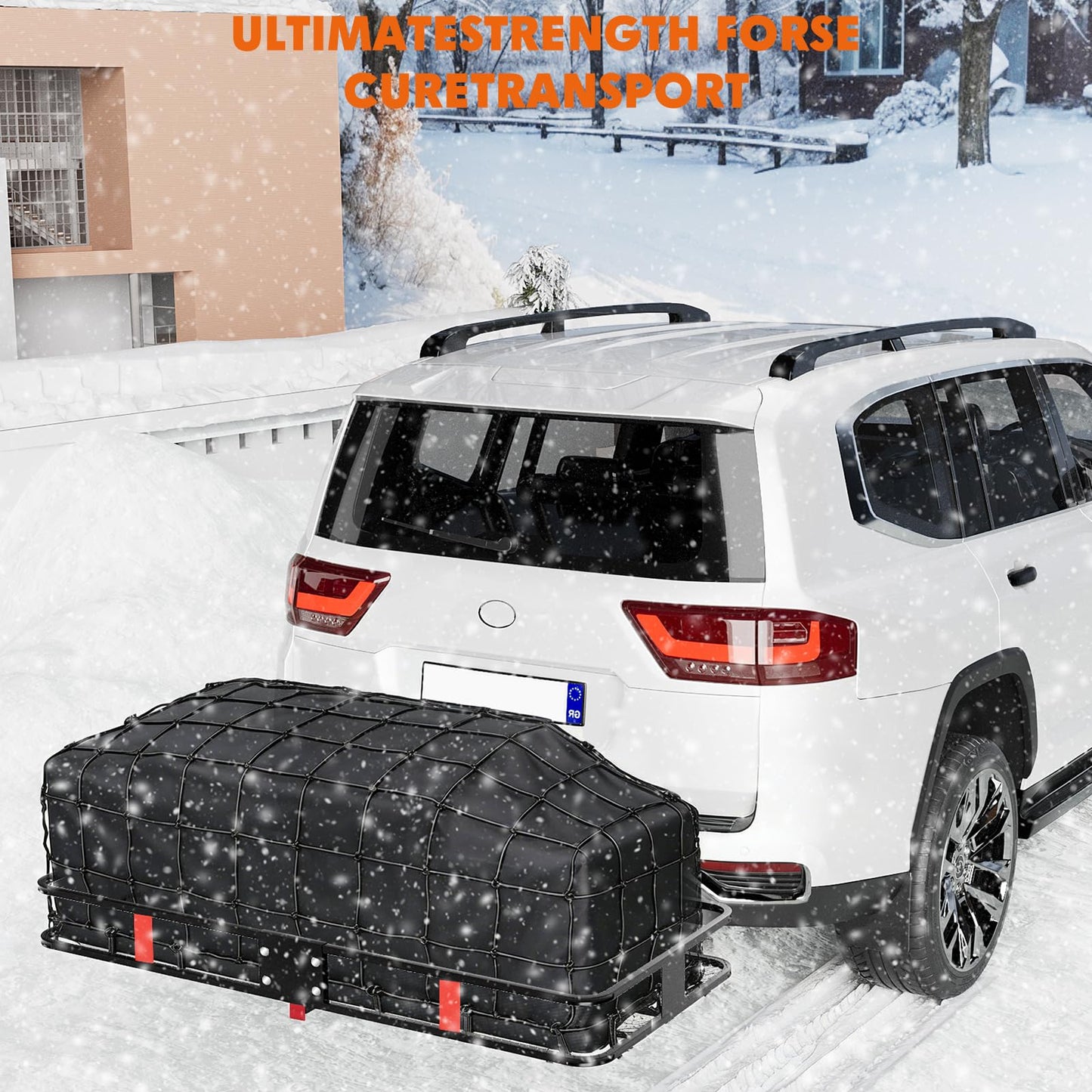 Garvee 70" x 30" x 6", Hitch Cargo Carrier, 500 Lbs Capacity with Ratchet Straps & Cargo Bag, Folding Hitch Mount Cargo Carrier Basket with Hitch Lock for 2" Receiver, Fit for SUVs