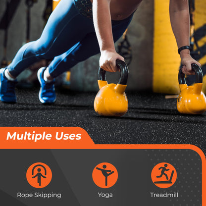 SUPERJARE 0.4'' Thick 24 Pcs 96 Sq Ft Rubber Top Exercise Equipment Mats, High Density EVA Foam Mats with Rubber Top, Interlocking Gym Flooring for Home Gym, Protective Workout Mat, Black/Grey