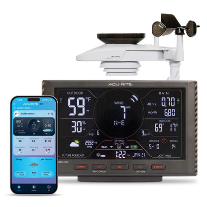 AcuRite Optimus Weather Station with Wi-Fi Display, Built-in Barometer, Lightning Detection, Indoor/Outdoor Temperature and Humidity, Wind Speed/Direction, and Rainfall Measurements (01224MCB)