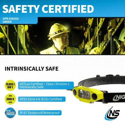 Nightstick XPR-5562GX DICATA Intrinsically Safe USB Low-Profile Dual-Light Headlamp