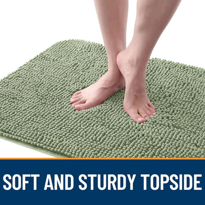 OLANLY Dog Door Mat - Absorbent Non-Slip Chenille for Muddy Paws | 59x24 Inches, Sage Green