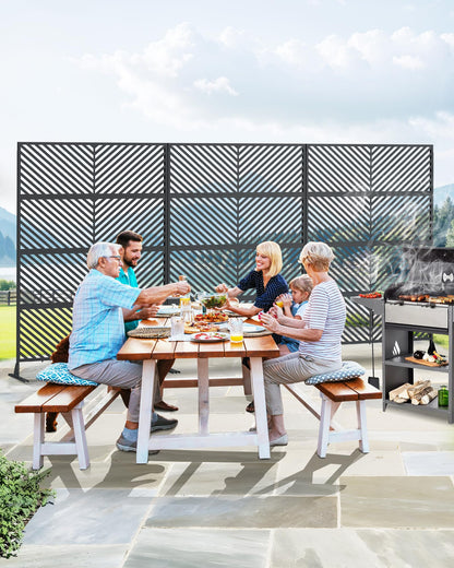 Hipicute 72" H×47" W Freestanding Metal Privacy Screen for Outdoor Patio - Heavy-Duty Rust-Resistant Decorative Fence Panel | Weatherproof Design | Patio Privacy Screen