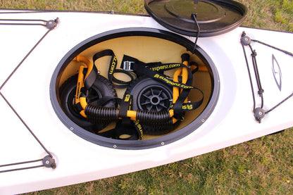 Suspenz Stowable Kayak Carrier Cart, SK Trailer Cart with Airless Wheels and Straps, Yellow, (22-1166)