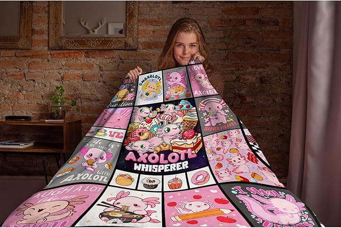 Axolotl Whisperer Food Blanket Gifts for Girls Boys Women - Super Soft Cozy Warm Throw Sheet for Couch Bed Sofa Office Decor All Season 60x80 for Adult