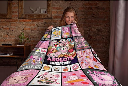 Axolotl Whisperer Food Blanket Gifts for Girls Boys Women - Super Soft Cozy Warm Throw Sheet for Couch Bed Sofa Office Decor All Season 60x80 for Adult