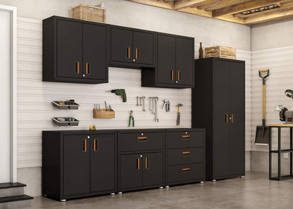 itbe Ready-to-Assemble Floating Garage Storage Cabinet - Wall Mount Garage Cabinet w/Lockable 2 Doors, 44 lbs Shelf Capacity, Removable Shelf, Small Steel Metal Cabinet(Black)