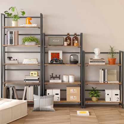 BHG Vintage Multifunctional Folding Bookshelf, No-Assembly Plant Stand Storage Rack Shelves for Home Office (Fire, 5-Tier)