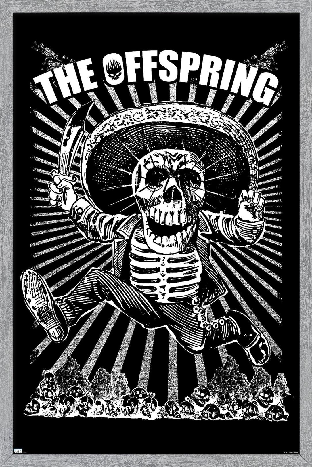 The Offspring - Jumping Skeleton Wall Poster, 22.4L" x 14.7W", Gray Framed Version