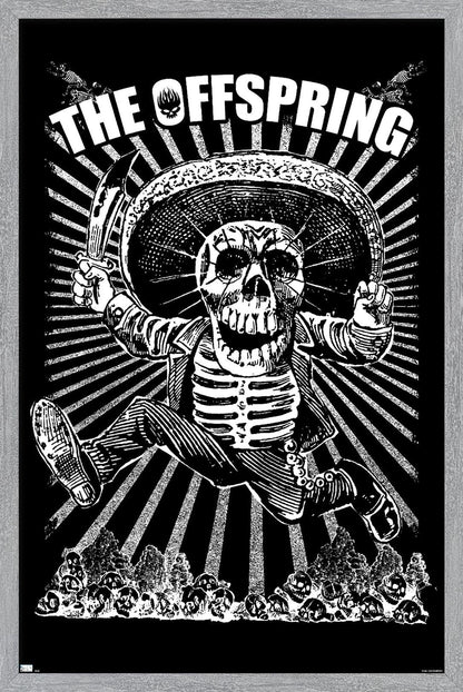 The Offspring - Jumping Skeleton Wall Poster, 22.4L" x 14.7W", Gray Framed Version