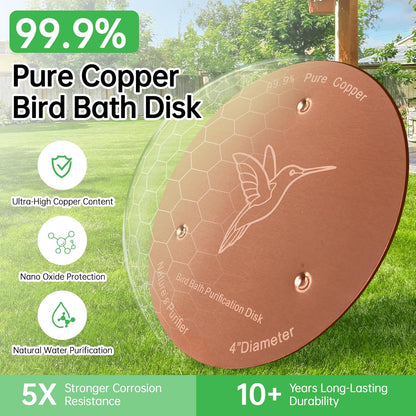Skiennix Bird Bath Copper Discs - 99.9% Pure Copper Cleaner with Reinforced Design | Universal Fit for All-Season Use