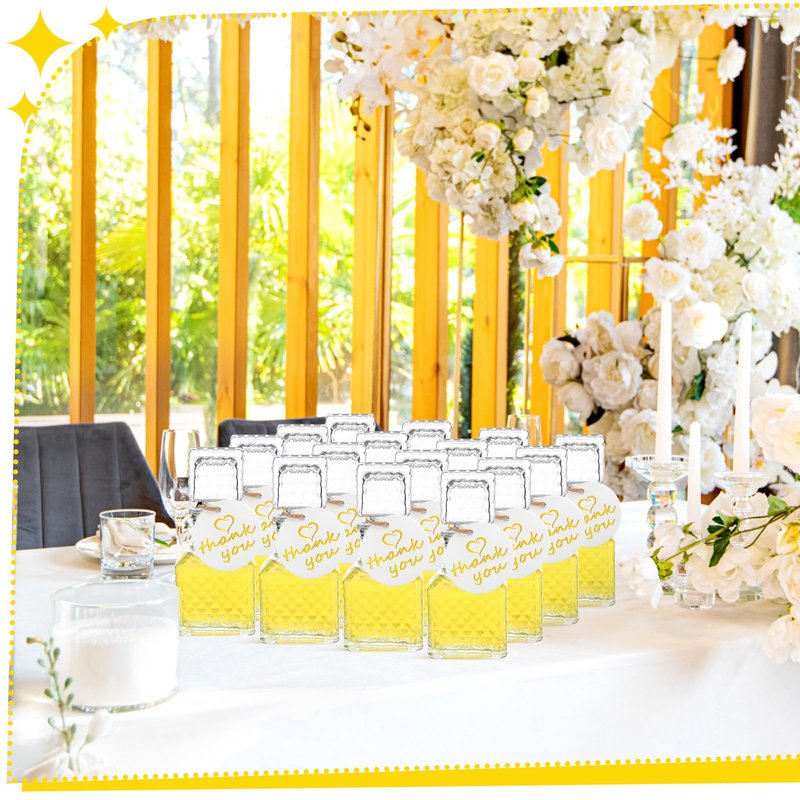 Chuangdi 24 Pcs Mini Glass Wine Bottles 1.7oz Glass Patron Bottles with Stopper Decorative Tequila Bottle for Whiskey Vanilla Extract Champagne Wedding Baby Shower Party Favors(Square Style)