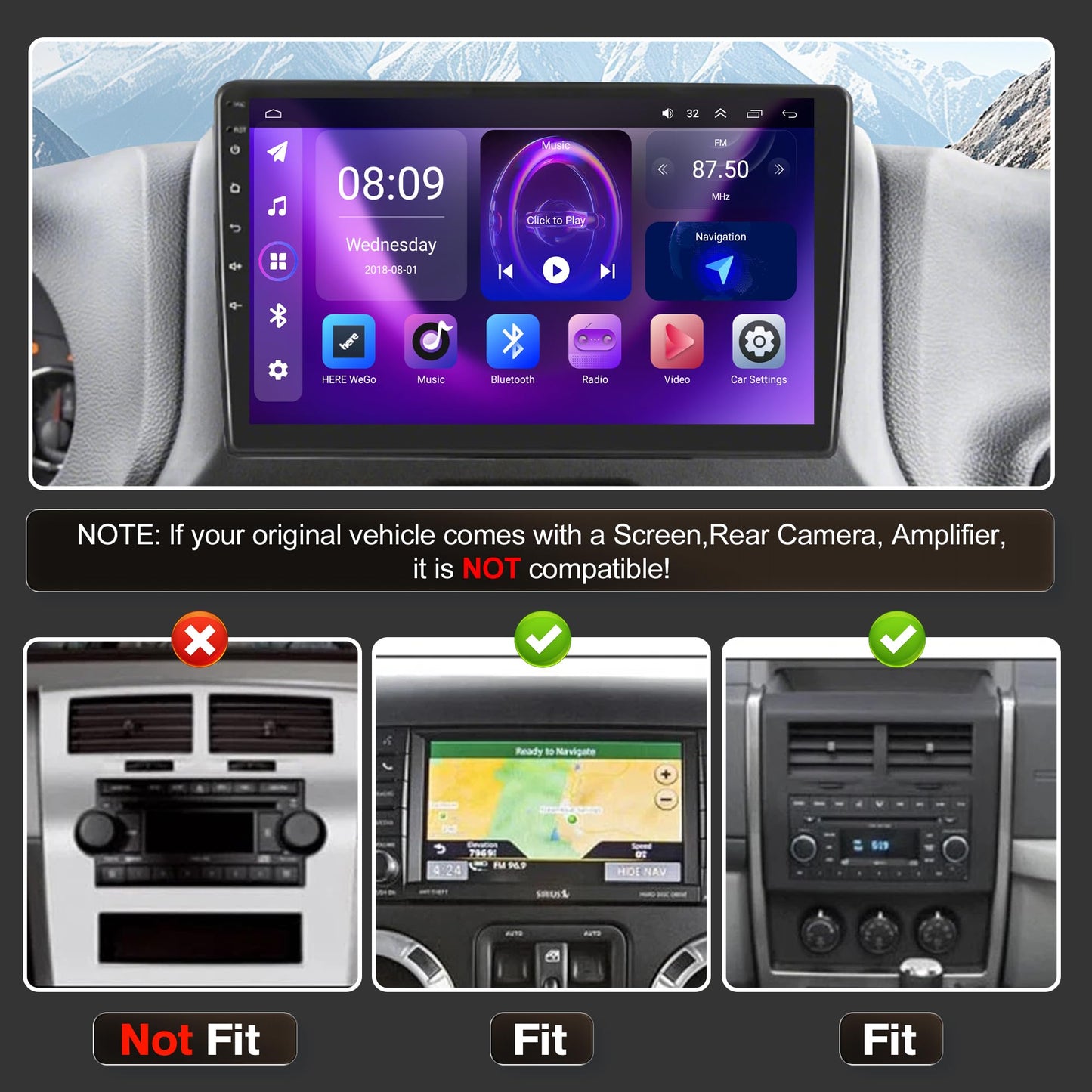 4G+64G Android 13 Car Radio for Jeep Wrangler JK 2007-2018 Dodge Ram 1500 2500 3500,10" Touch Wireless Carplay&Android Auto Support Touchscreen Radio Upgrade with AHD Camera,GPS Navigation,SWC,WiFi