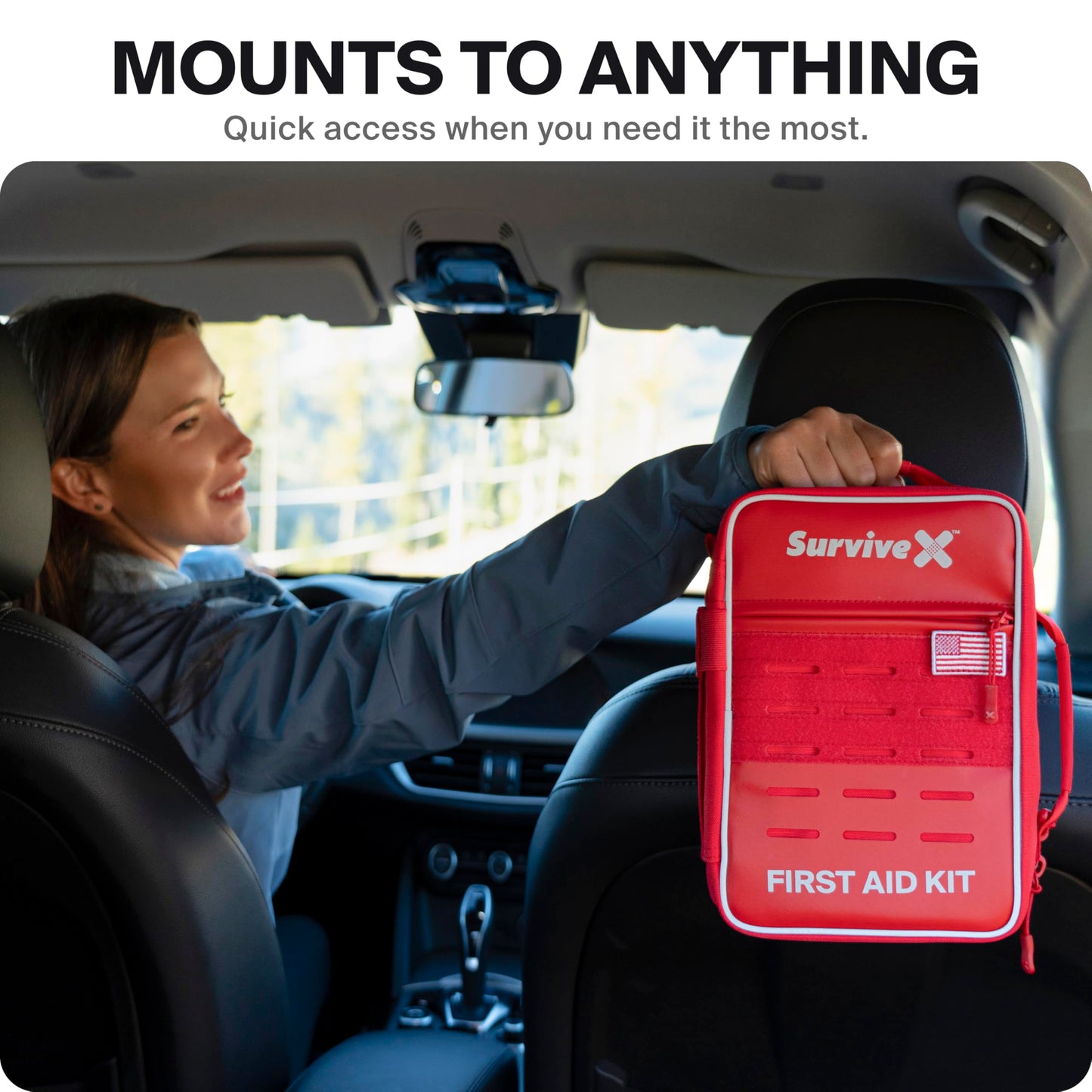 SurviveX Large Pro First Aid Kit for Car, Travel & Home - Emergency Kit for Hiking, Camping, Backpacking and Outdoors - Includes Zip Stitch Wound Closure Strips