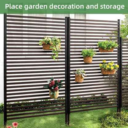 Outdoor Privacy Screens - Length: 43in, Height: 59in, Fence Privacy Screen, Freestanding Horizontal Fence, Metal Material, Anti-Corrosion and Weatherproof, Suitable for Outdoor Garden Courtyard