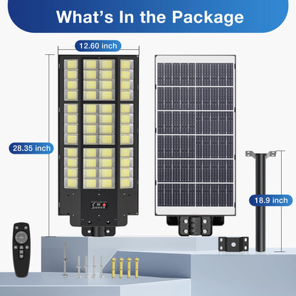 WYWNA 15000W Solar Street Light - 7000K Solar Lights Outdoor Dusk to Dawn, Solar Flood Lights Outdoor with Motion Sensor, Wide Angle IP66 Waterproof with Remote Control