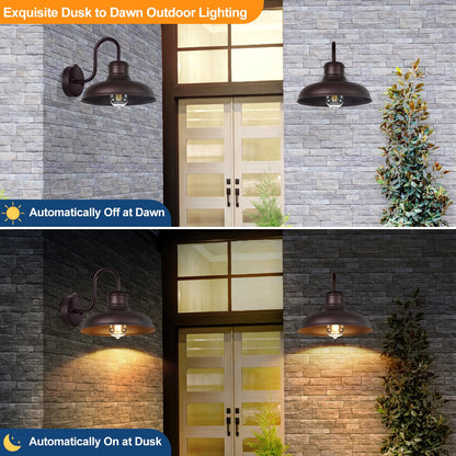 TOBUSA Outdoor Wall Lights, Waterproof Gooseneck Barn Sconces, 11.5 inch, Oil-Rubbed Bronze, Model B11023PP(2PK)