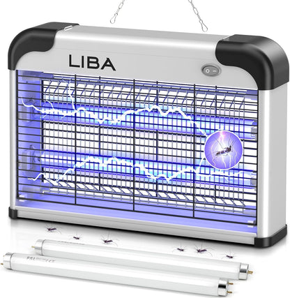 LiBa Electric Bug Zapper - Powerful 2800V Indoor Insect Killer with 2 Extra Replacement Bulbs | Easy-to-Clean Design