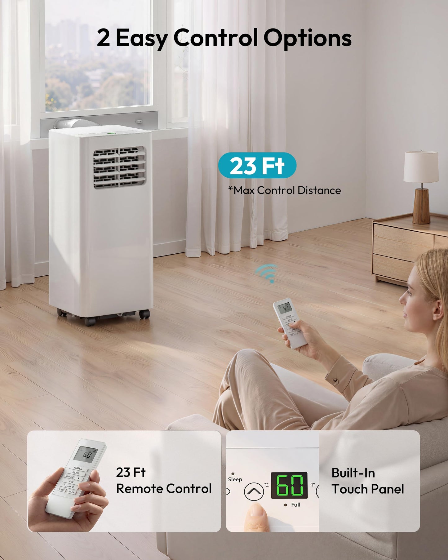 EUHOMY 10,000 BTU Portable Air Conditioners, 4 in 1 Portable AC with Cool, Dry, Fan, Sleep Modes, Room Air Conditioners with 50 dB & 24H Timer, with Remote, for Bedroom, Apartment up to 450 Sq.Ft