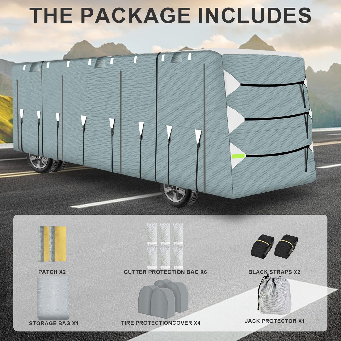 MuRealy Upgraded 37-40 ft RV Covers, Extra-Thick Camper Cover, 2025 New Travel Trailer RV Cover, Tearproof Waterproof Windproof Anti-UV