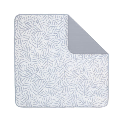Toddlekind Pretty Practical Mat 100% Organic Cotton 47" x 47”, Reversible, Portable, Travel, Portable, Indoor/Outdoor, for Babies/Toddlers, Sandy Lines-Ocean Leaves-Stone (Grey)