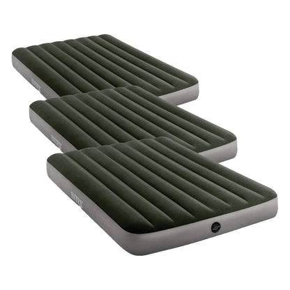 Intex 64778E Dura-Beam Standard Prestige Air Mattress: Fiber-Tech – Full Size – Hand-Held Battery Pump-– 10in Bed Height-– 600lb Weight Capacity,(Pack of 3)