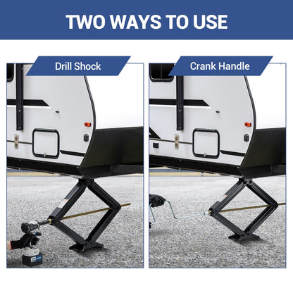 7500 LBS Heavy Duty Scissor Jacks Set of 4, 4 in to 30 in Adjustable Camper Trailer RV Leveling Stabilizer, Car Scissor Lift Jack with Crank Handle & Drill System for Travel Trailer Camper
