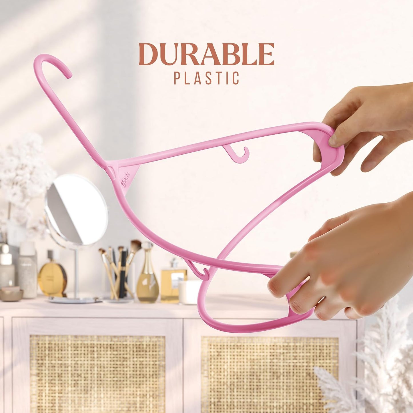 Plastic Hangers 20 Pack - Pink Clothes Hangers for Space-Saving Closet Organization | Perfect for Coats & Apparel
