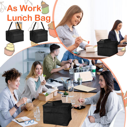 Amyhill 60 Pcs Insulated Lunch Bags Bulk, Reusable Cooler Bags, Leakproof Lunch Bags Pack, Waterproof Thermal Cooler Bags, Insulated Beverage Bag for Women Men Office Work Picnic Beach, Black