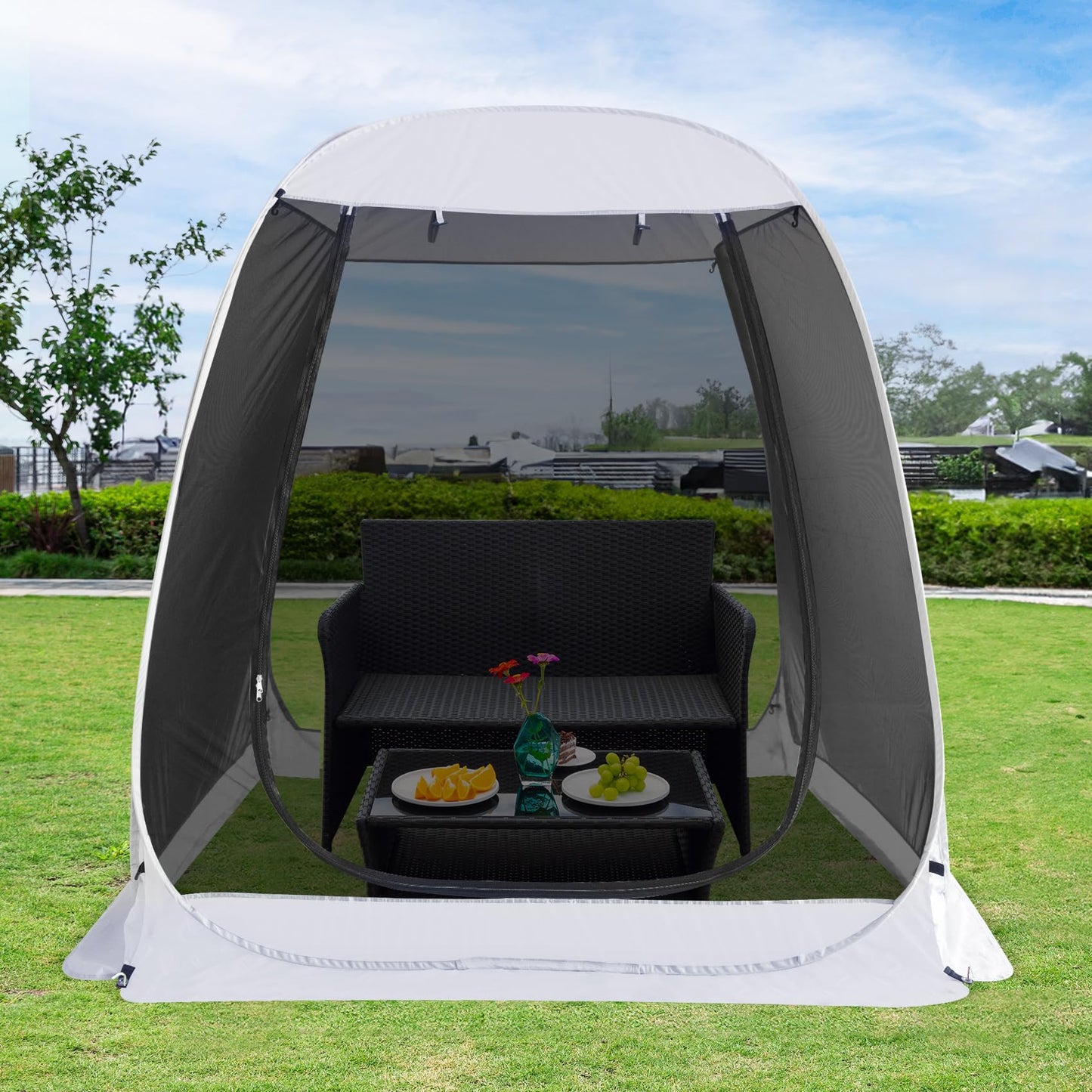 Alvantor 6'x 6' Pop Up Screen House Tent, Instant Outdoor Gazebo with Mosquito Netting & UPF 50+ Sun Protection, Portable Canopy Shelter for Patio, Backyard, Camping (Fits 2-3 Adults),Gray