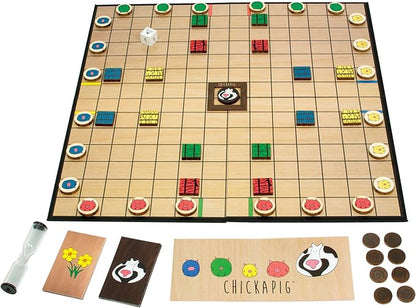 Buffalo Games Chickapig Board Game - A Strategic Board Game Where Chicken-Pig Hybrids Attempt to Reach Their Goal While Dodging Opponents Hay Bales and an Ever-Menacing Pooping Cow.
