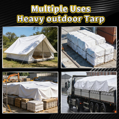 CAMPMAC White Heavy Dut Waterproof Tarp 30' x 40', 10 Mil Thick, High Durability, Rip and Tear Resistant with Metal Grommets Every 20 Inches