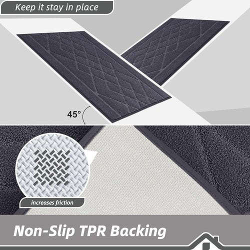 BEQHAUSE Kitchen Runner Rug - Non-Slip, Absorbent & Stain Resistant | 20"x59", Dark Grey